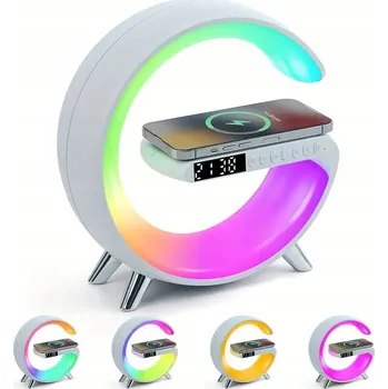 Lampička LED LAMPIČKA REPRODUKTOR BLUETOOTH BEZDRÁTOVÁ NABÍJEČKA QI HODINY RÁDIO FM BUDÍK