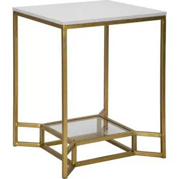 Konferenční stolek Odkládací stolek Double 47 cm zlatý/mramor