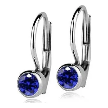 Náušnice ZB23067-B Stříbrné náušnice s tmavě modrými kamínky 4 mm