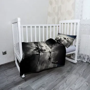 Povlečení Sablio Mikroplyšové dětské povlečení do postýlky Stíhací letadla - 120x90 / 40x60