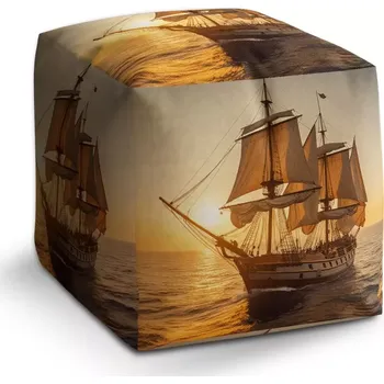 Taburet Sablio Taburet Cube Plachetnice na klidném moři 2: 40x40x40 cm