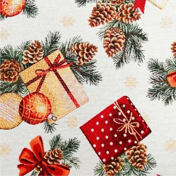 Gobelín Vánoce - Lurex na režném