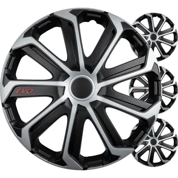 Poklice na kolo Poklice Evo 14" černo - stříbrná sada 4ks COLOR BOX