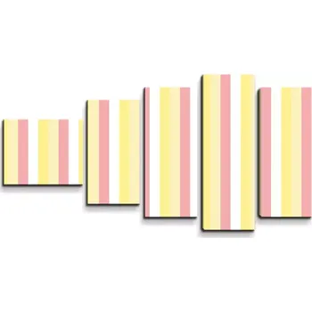 Obraz Sablio Obraz - 5-dílný Žlutorůžové pruhy - 100x60 cm