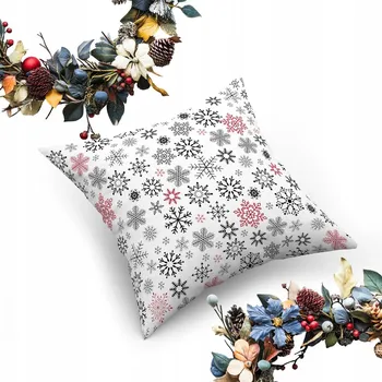 Povlak na dekorativní polštářek Povlak na polštář ZIMNÍ "jasiek" 40x40 cm 100% BAVLNA, Sněhové Vločky