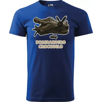Pánské tričko Sablio Tričko s potiskem Bombardiro crocodilo - Italian Brainrot - modré 5XL