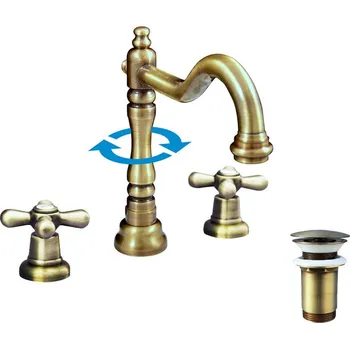 MORAVA RETRO - Umyvadlová baterie s výpustí, Stará mosaz (Bronz) MK132.0SM, RAV Slezák Barva: Stará mosaz (Bronz), Rozměr: 3,8"