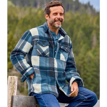Atlas For Men Kostkovaná svrchní košile z česaného plyše, Kostkovaná, Velikost XL Q2128