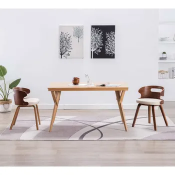 vidaXL Jídelní židle 2 ks černé ohýbané dřevo a umělá kůže [283108] Barva: krémová a tmavě hnědá