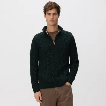 Pánský svetr Reserved - Svetr s&nbsp;rolákem - tmavě zelená - 948GC-79X - 948GC-79X-XXL