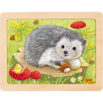 Puzzle GOKI Dřevěné puzzle Lesní zvířátka: Ježek 24 dílků