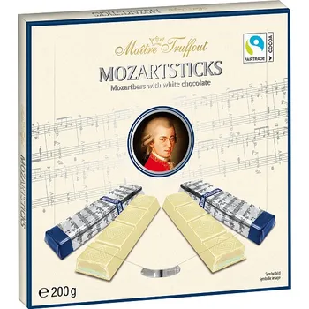 Čokoláda Mozartsticks White Chocolate - Mozartovy tyčinky z bílé čokolády 200g Maitre Truffout minimální trvanlivost do 13/9/25
