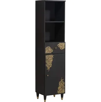 Příborník do zásuvky Koupelnová skříň Černá 38 x 33 x 160 cm Masivní mangové dřevo