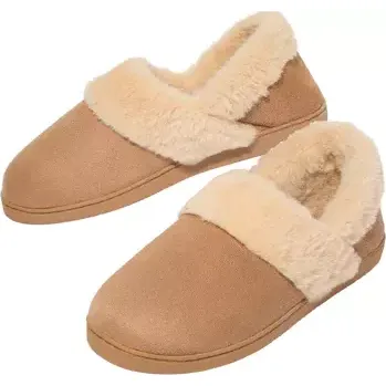 Dámské pantofle Atlas For Men Dámské bačkory z imitace semiše zateplené umělou kožešinou , Hnědá, Velikost 41 V0211
