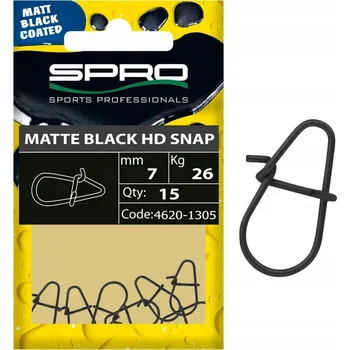 MATNĚ ČERNÁ HD SNAP 6mm/21kg SPRO Obraťlík s karabinkou 15ks