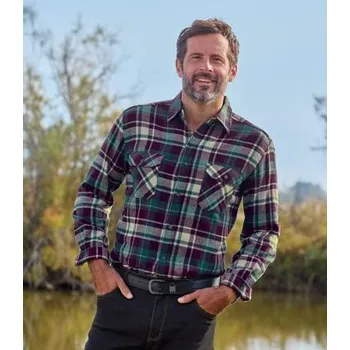 Atlas For Men Kostkovaná flanelová košile Valley, Kostkovaná, Velikost L M6114