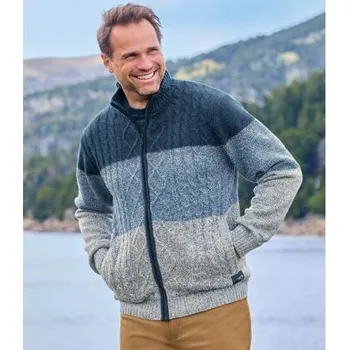 Pánský svetr Atlas For Men Úpletová bunda Mountain zateplená plyšem, Modrá, Velikost 3XL N8133