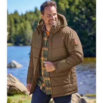Atlas For Men Prošívaná bunda v prodloužené délce s odepínací kapucí, Hnědá, Velikost XXL Q3132