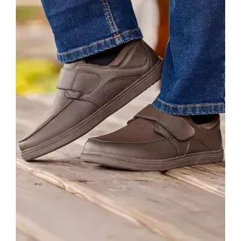 Pánské mokasíny Atlas For Men Mokasíny ze štípané kůže na suchý zip, Hnědá, Velikost 46 V0235