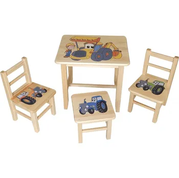 Dětský stůl Drew-mix Dětský stůl ze dřeva se židličkami Bagr Vzor 37 stolička zdarma