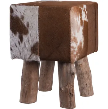 Taburet Fellhof Taburet s dřevěnými nohami čtvercový Zvolte variantu: Černo-bílá, Velikost: 45 cm