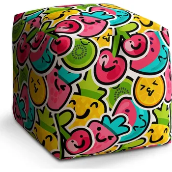 Taburet Sablio Taburet Cube Veselé ovoce: 40x40x40 cm