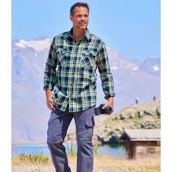 Atlas For Men Kostkovaná flanelová košile Yellowstone, Kostkovaná, Velikost 3XL K9140
