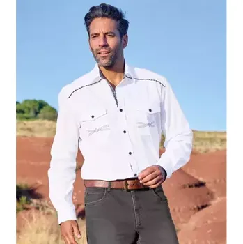 Pánská košile Atlas For Men Bílá košile Country, Bílá, Velikost 4XL P3115
