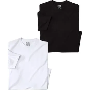 Atlas For Men Sada 2 triček s kulatým výstřihem, Černá, Velikost M CW090