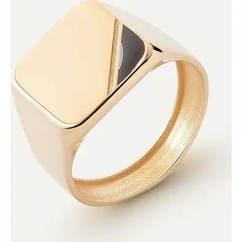Prsten Stříbrný pánský signet čtvercového tvaru pozlacený R23