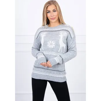 Dámská mikina Šedý vánoční svetr se soby - Univerzální