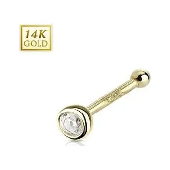Piercing ZL01175-YG Zlatý piercing do nosu - 2 mm zirkon, Au 585/1000