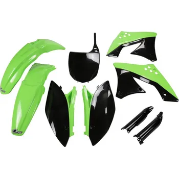 UFO kompletní sada plastů (FULL KIT) s kryty tlumičů KAWASAKI KXF 250 09- 12 barva (zelená/černá) (KA212E999) (UFO kompletní sada plastů (FULL KIT) s kryty tlumičů KAWASAKI KXF 250 09- 12 barva (zelená/černá) (KA212E999))