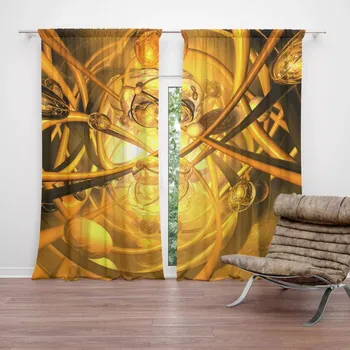 Závěs Sablio Závěs Žlutá abstrakce: 2ks 140x250cm