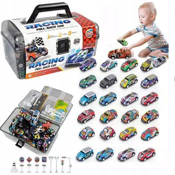 autíčko Velká Sada Kovových Autíček Autíčka 25 Ks Auta Auta Kufřík