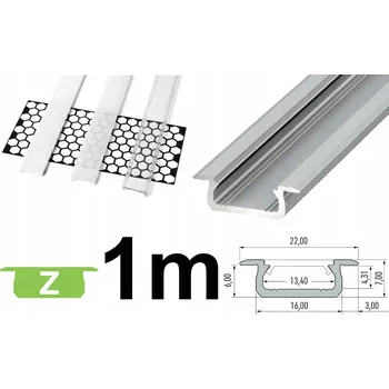 LED osvětlení HLINÍKOVÝ PROFIL pro LED pásek 1M STŘÍBRNÝ S KRYTEM