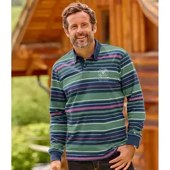 Pánské tričko Atlas For Men Pruhované ragbyové polo triko, Pruhovaná, Velikost 5XL Q2120