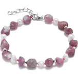 AU0018 Minerální náramek přírodní Turmalín a perličky, stříbro AG925