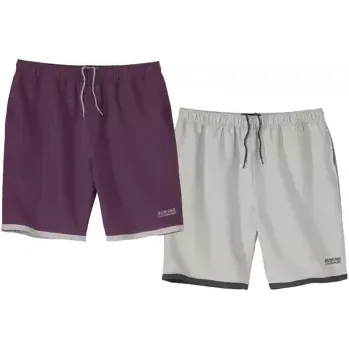 Pánské kraťasy Atlas For Men Sada 2 šortek Running Line z mikrovlákna, Fialová, Velikost XL L9113