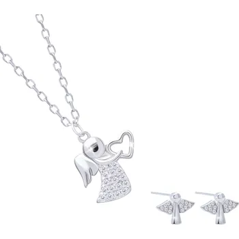 Souprava šperků SET 354 Stříbrný řetízek a náušnice s motivem andílků