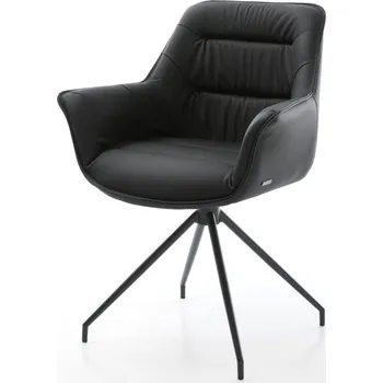 Jídelní židle Otočná židle Kaira-Flex černá pravá kůže křížová podnož zúžená