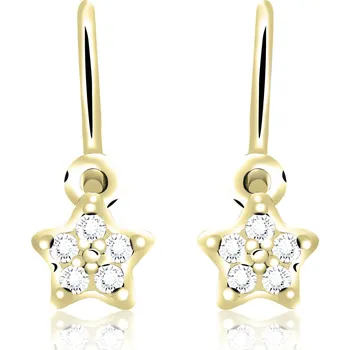 Náušnice Emmy’s | Dětské náušnice hvězdičky | EM 70567 | ze žlutého zlata s kamínky bílými | zapínání brizura
