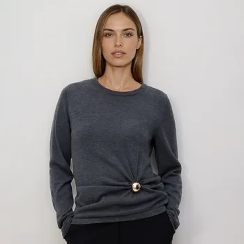 Dámský svetr Reserved - Svetr s detailem - tmavě šedá - 383HI-90M - 383HI-90M-L