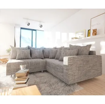 Pohovka Rohová pohovka Clovis světle šedá strukturovaná tkanina