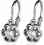 ZB53502-C Stříbrné dětské náušnice kytičky, čiré zirkony - květiny