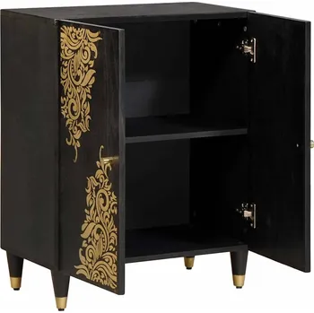 Příborník do zásuvky Servírovací skříň Černá 60 x 33 x 75 cm Masivní mangové dřevo