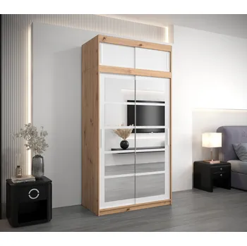 Ložnicová sestava Šatní skříň Abi Ro2 s nástavcem Barva korpusu: Černá, Rozměry: 100 cm, Dveře: Černá