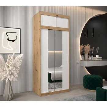 Šatní skříň Šatní skříň Abi T1 s nástavcem Barva korpusu: Dub Sonoma, Rozměry: 100 cm, Dveře: Černá