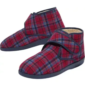 Pánské pantofle Atlas For Men Papuče na suchý zip zateplené umělým beránkem, Kostkovaná, Velikost 41 V0210