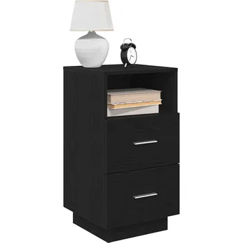 Noční stolek Noční stolek se 2 zásuvkami , černý, 36x36x68 cm